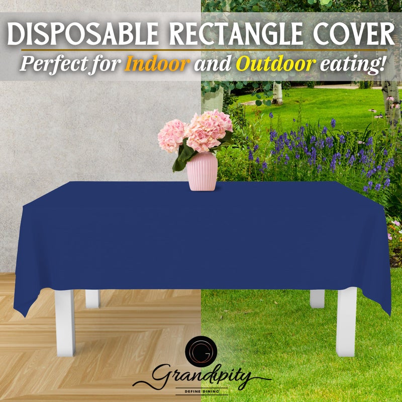 Grandipity 12 Pack Premium Disposable Plastic Tablecloth 54 Inch. x 108 Inch. Decorative Rectangle Table Cover - Navy Blue - Image 5